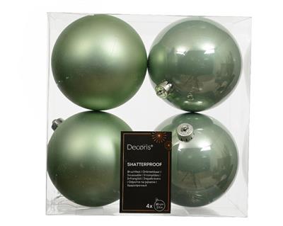PALLINE DI NATALE VERDE MENTA LUCIDE OPACHE 4 PZ 10 CM
