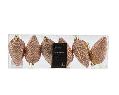 PENDENTI PIGNE PESCA GLITTER 6 PZ 8X4,5 CM