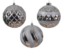 PALLINA DI NATALE ARGENTO DECORATA ASSORTITA 12 CM