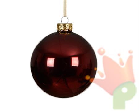 PALLINA DI NATALE IN VETRO BORDEAUX LUCIDO 10 CM