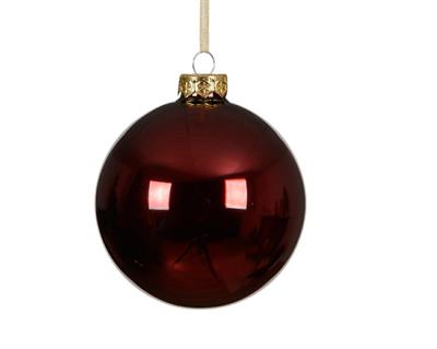 PALLINA DI NATALE IN VETRO BORDEAUX LUCIDO 10 CM