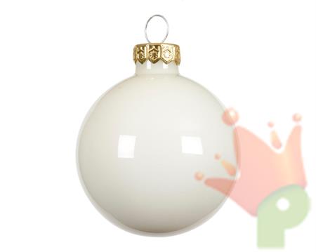 PALLINA DI NATALE IN VETRO BIANCO LANA LUCIDO 15CM