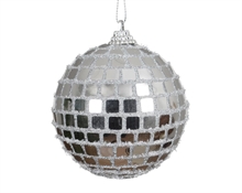 PALLINA DI NATALE ARGENTO GLITTER 8 CM