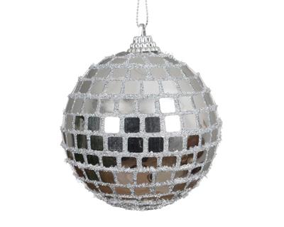 PALLINA DI NATALE ARGENTO GLITTER 8 CM