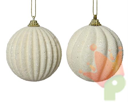 PALLINA IN SCHIUMA BIANCO LANA GLITTER 8 CM ASSORTITA