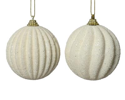 PALLINA IN SCHIUMA BIANCO LANA GLITTER 8 CM ASSORTITA