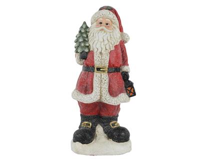 BABBO NATALE CON ALBERO E LANTERNA IN TERRACOTTA H.48X22X20CM