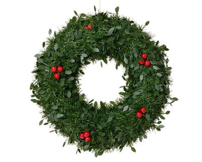 GHIRLANDA FORIPORTA VERDE CON BACCHE ROSSE 48 CM