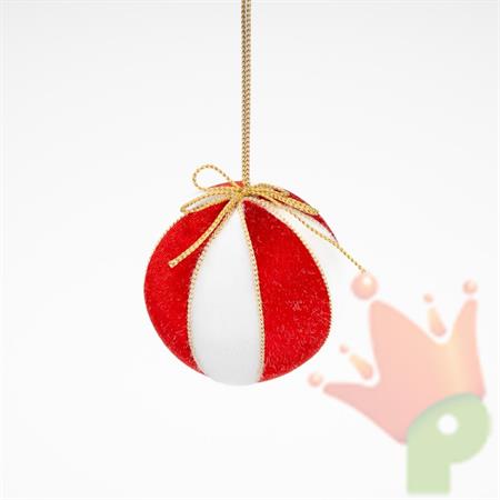 PALLINE DI NATALE A STRISCE ROSSO 8CM 6PZ