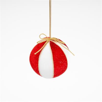 PALLINE DI NATALE A STRISCE ROSSO 8CM 6PZ