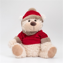 PELUCHE ORSETTO NATALIZIO CON PULLOVER E CAPPELLO ROSSO 20CM