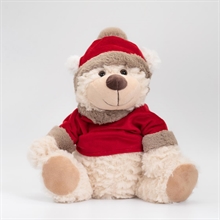 PELUCHE ORSETTO NATALIZIO CON PULLOVER E CAPPELLO ROSSO 30CM