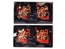 CUORI IN VETRO LUCIDI INTERNO ARGENTATO CON GLITTER DIAMANTI