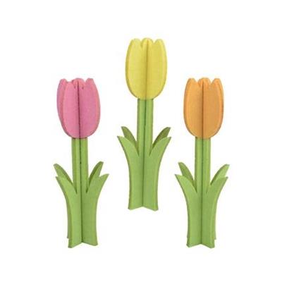 TULIPANO IN FELTRO BASE IN MDF 15CM 3ASS