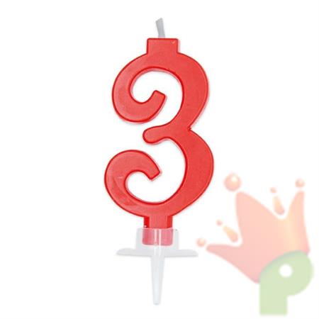 CANDELINA NUMERO 3 CERA ITALIC ROSSA 7CM