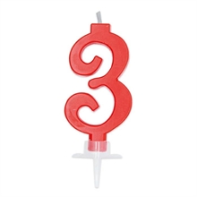 CANDELINA NUMERO 3 CERA ITALIC ROSSA 7CM