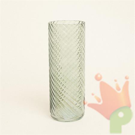 VASO IN VETRO TRASPARENTE EFFETTO VORTICE 2 ASS