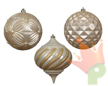 PALLINA DI NATALE DECORATA PERLA 20CM 3ASS