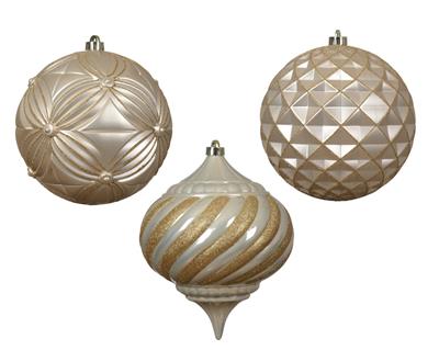 PALLINA DI NATALE DECORATA PERLA 20CM 3ASS