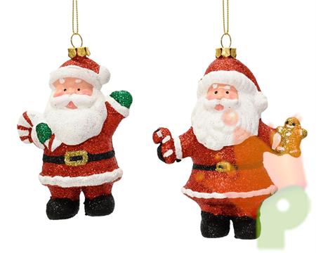 PENDENTE BABBO NATALE GLITTERATO 12CM 2ASS