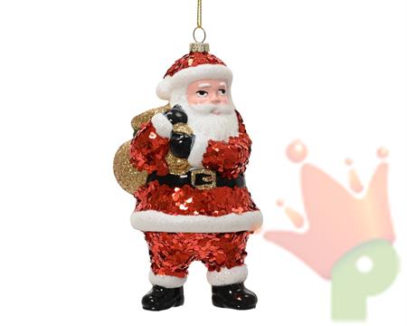 PENDENTE BABBO NATALE GLITTERATO 14CM