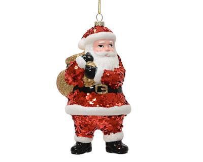 PENDENTE BABBO NATALE GLITTERATO 14CM