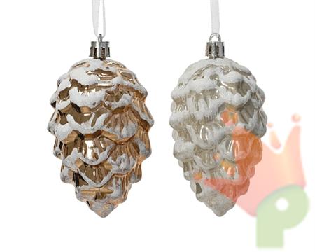 PENDENTE PIGNA INNEVATA METALLIZZATO 9CM 2ASS