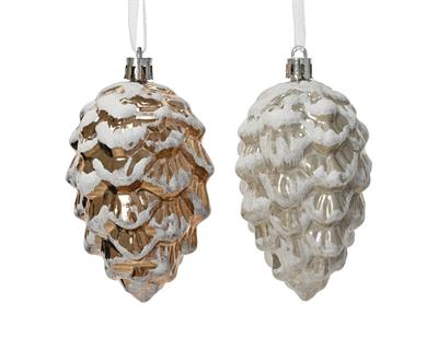 PENDENTE PIGNA INNEVATA METALLIZZATO 9CM 2ASS