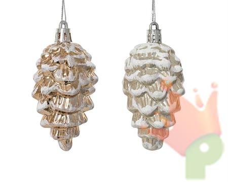 PENDENTE PIGNA INNEVATA METALLIZZATO 6CM 2ASS