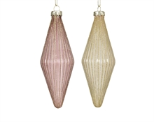 PENDENTE IN VETRO GLITTERATO 14CM 2ASS