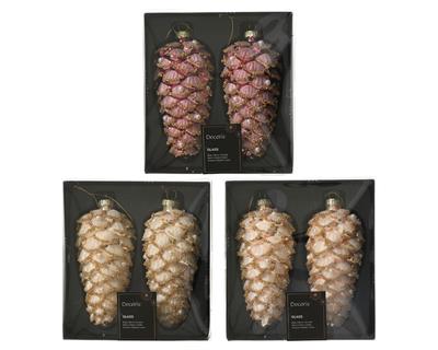 PENDENTE IN VETRO PIGNA CON PERLINE OPACO 12CM 3ASS