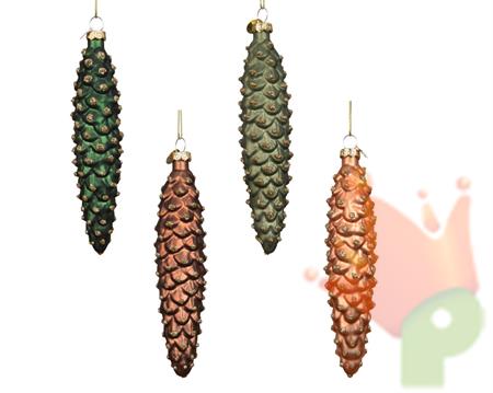 PENDENTE IN VETRO PIGNA GLITTERATO 15CM 4ASS