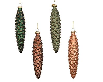 PENDENTE IN VETRO PIGNA GLITTERATO 15CM 4ASS