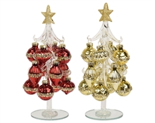 ALBERO IN VETRO CON STELLA GLITTERATO 20CM 2ASS