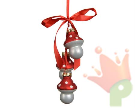 PENDENTE IN VETRO FUNGHI OPACO CON FIOCCO 4,5CM