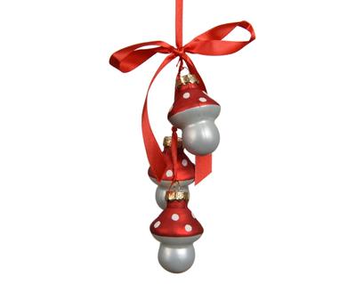 PENDENTE IN VETRO FUNGHI OPACO CON FIOCCO 4,5CM