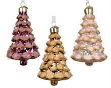 PENDENTE IN VETRO ALBERO CON PERLINE 11CM 3ASS