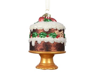 PENDENTE IN VETRO TORTA CON BACCHE OPACO 11,5CM