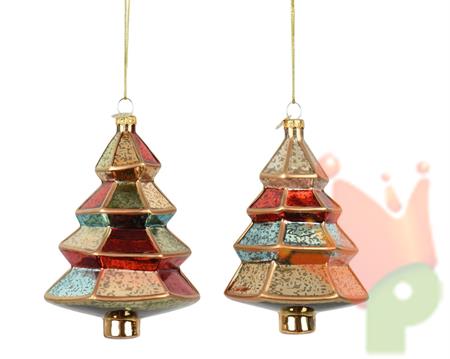PENDENTE IN VETRO ALBERO MULTICOLOR 12,3CM 2ASS