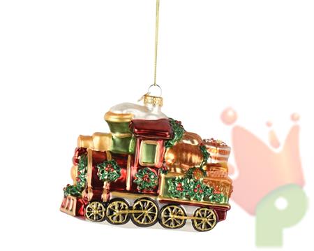 PENDENTE IN VETRO TRENO GLITTERATO 10CM