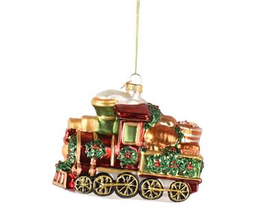 PENDENTE IN VETRO TRENO GLITTERATO 10CM