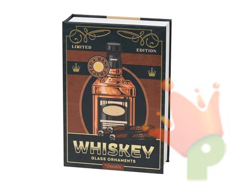 CONFEZIONE PENDENTI IN VETRO FIGURE WHISKEY 9,6CM 3PZ