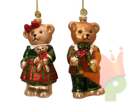 PENDENTE IN VETRO ORSO CON REGALO 13,3CM 2ASS