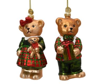 PENDENTE IN VETRO ORSO CON REGALO 13,3CM 2ASS