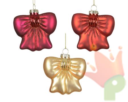 PENDENTE IN VETRO FIOCCO OPACO GLITTERATO 8,5CM 3ASS
