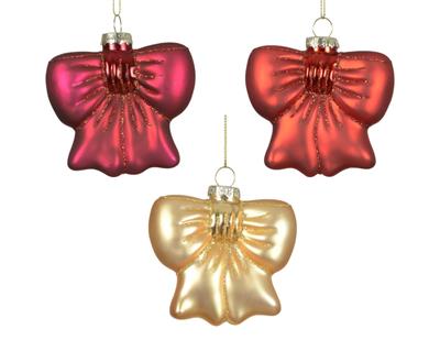 PENDENTE IN VETRO FIOCCO OPACO GLITTERATO 8,5CM 3ASS