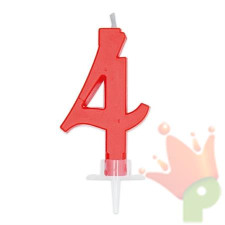 CANDELINA NUMERO 4 CERA ITALIC ROSSA 7CM