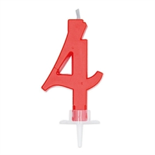 CANDELINA NUMERO 4 CERA ITALIC ROSSA 7CM