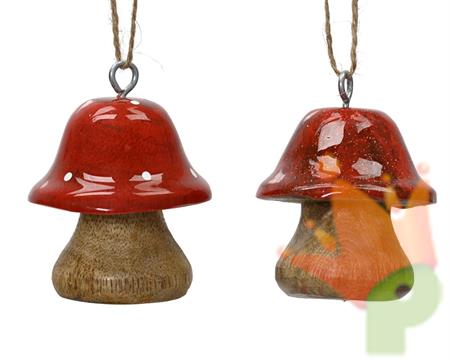 PENDENTE IN LEGNO FUNGO 5CM 2ASS