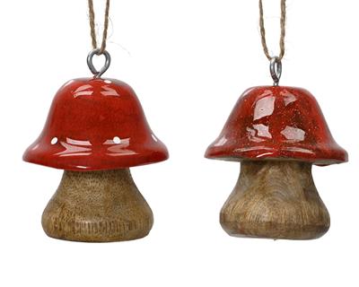 PENDENTE IN LEGNO FUNGO 5CM 2ASS